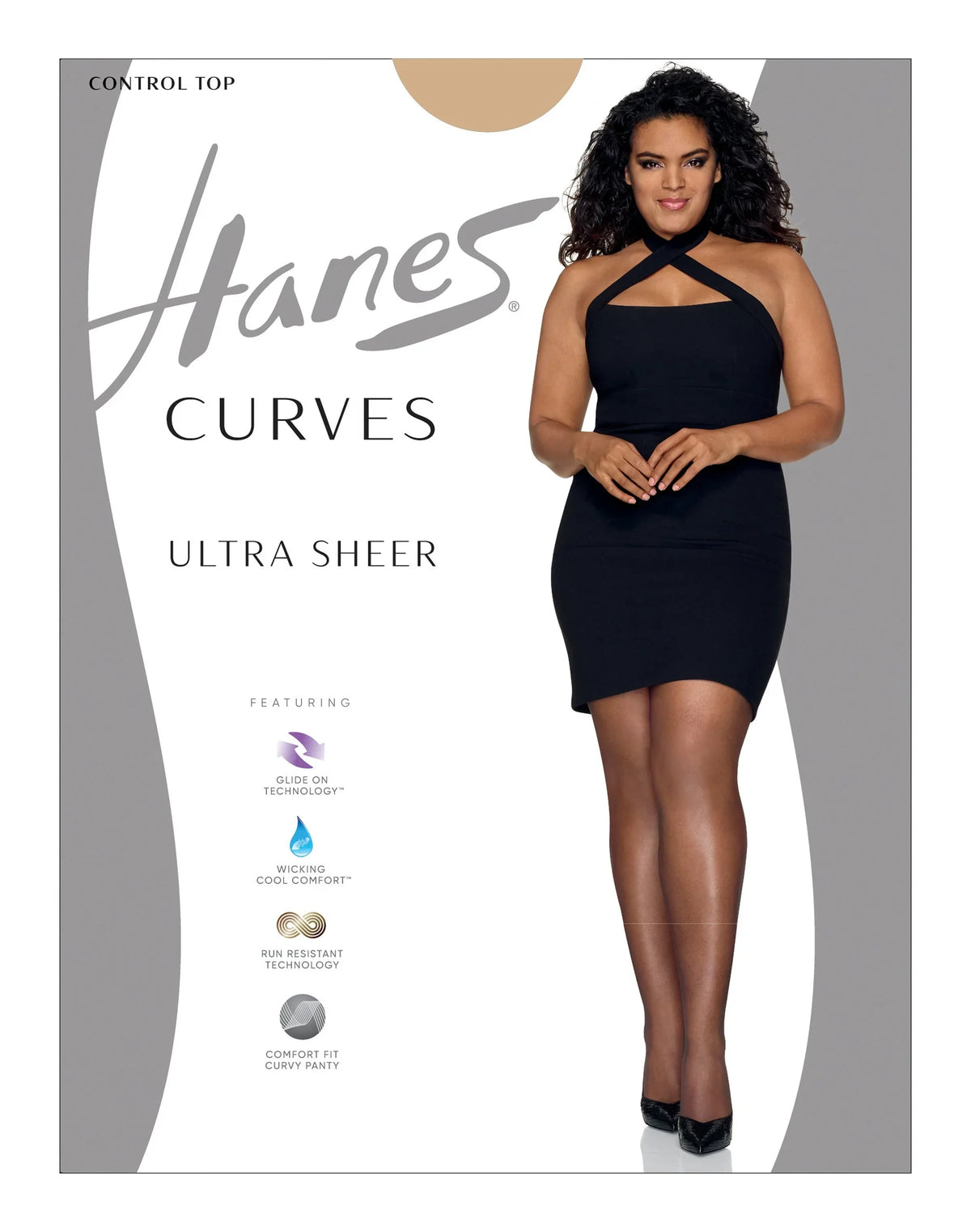Hanes Curves Women's Ultra Sheer Pantyhose with Control Top Main image