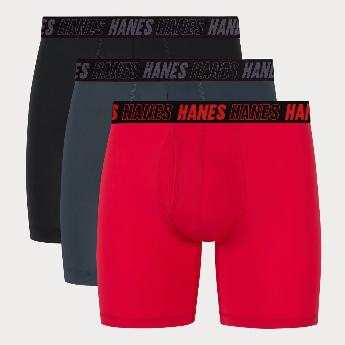 Hanes Moves Total Support Pouch Men’s Boxer Brief Underwear, 3 Pairs, 6" Main image