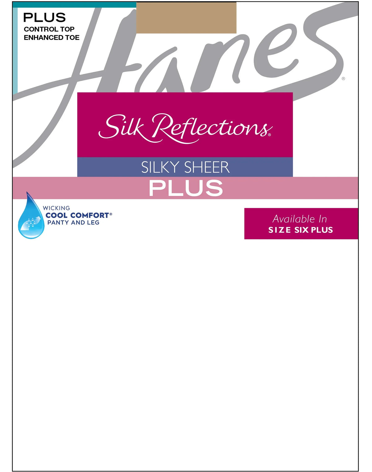 Hanes Silk Reflections Sheer Control Top Pantyhose, Enhanced Toe (Plus Size) Main image