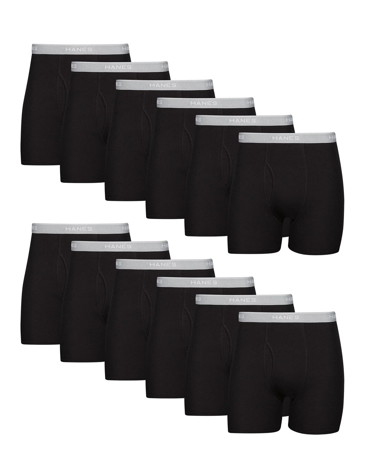 Hanes Men's Cotton Boxer Brief Underwear Value Pack, Black, 12-Pack Main image