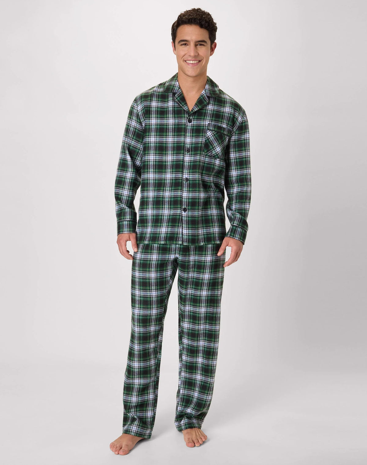 Hanes Men's Flannel Pajama Set, Button Down Main image