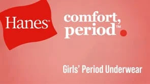 Hanes Comfort, Period. Girls' Hipster Period Underwear, Moderate Protection, Assorted Solids, 4-Pack Main image