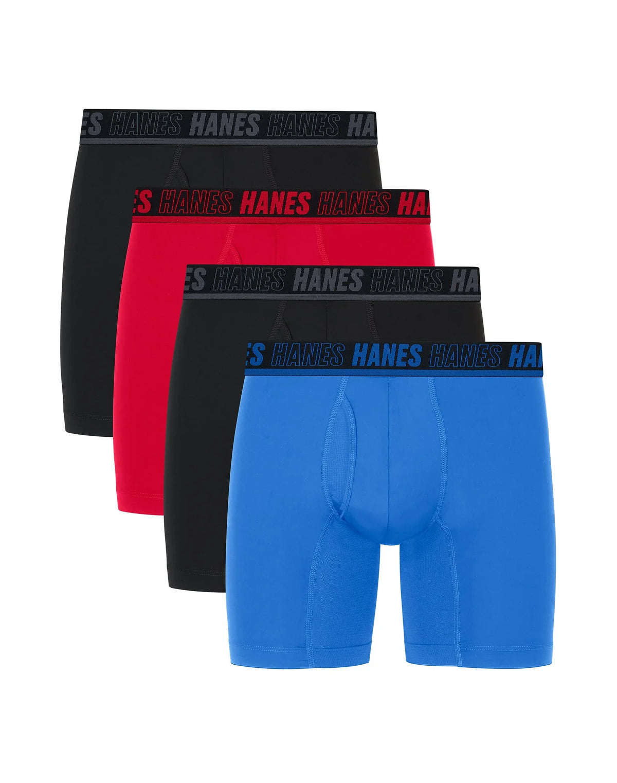 Hanes Moves Ultimate Men’s Anti-Chafe Boxer Brief Underwear, X-Temp, Assorted, 4-Pack, 6" Main image