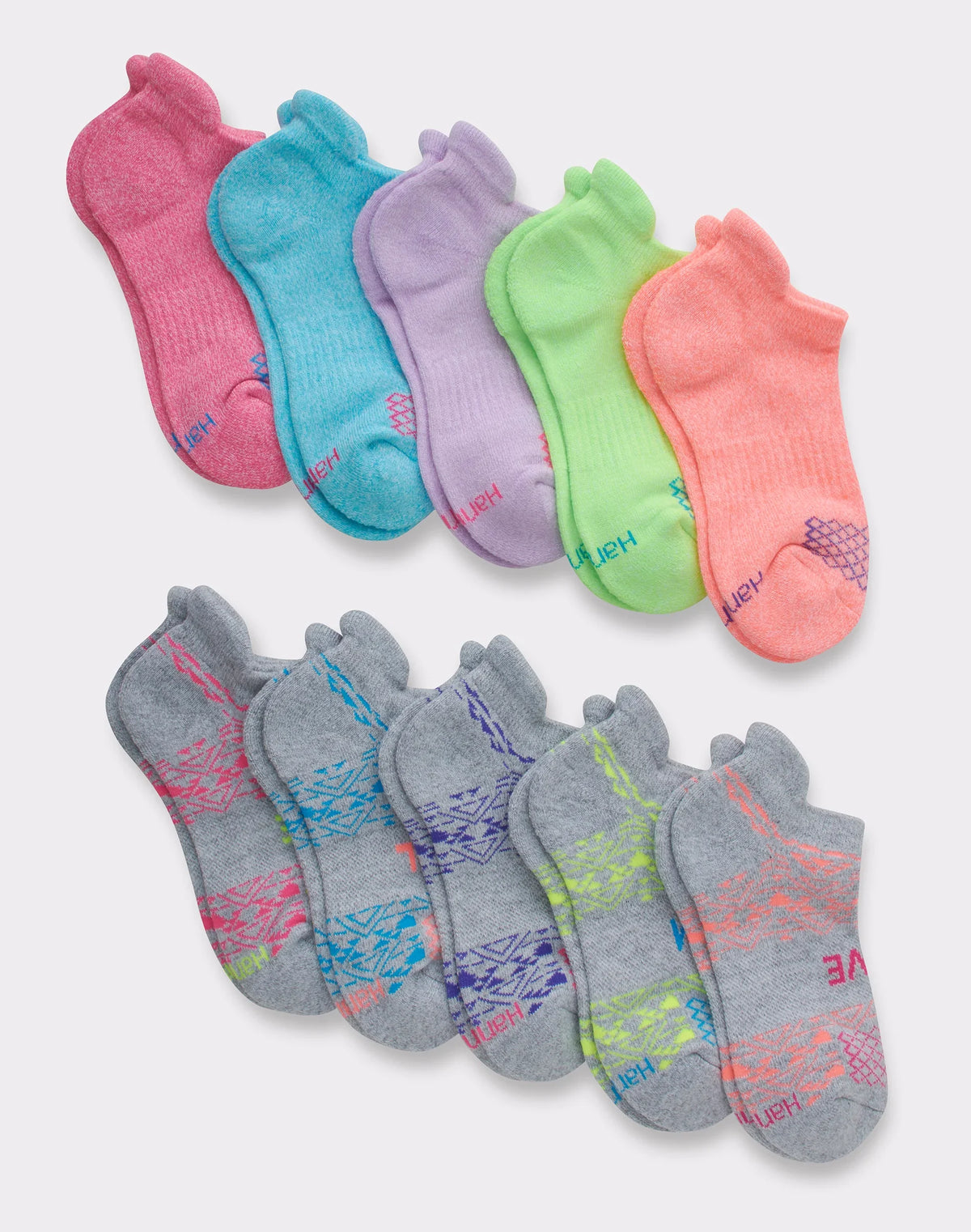 Hanes Comfort Fit Girls' Heel Shield Socks, 10-Pairs Main image