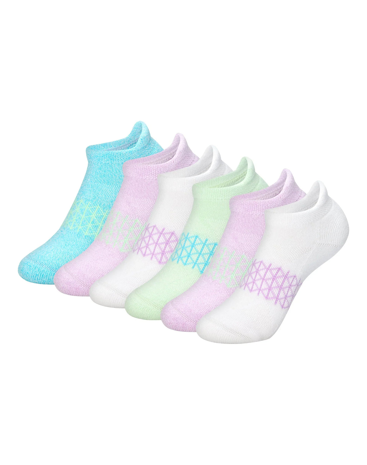 Hanes Absolute Active Girls' No Show Socks Pack, 6-Pack, Heel Shield, Extreme Cushioned Comfort Main image