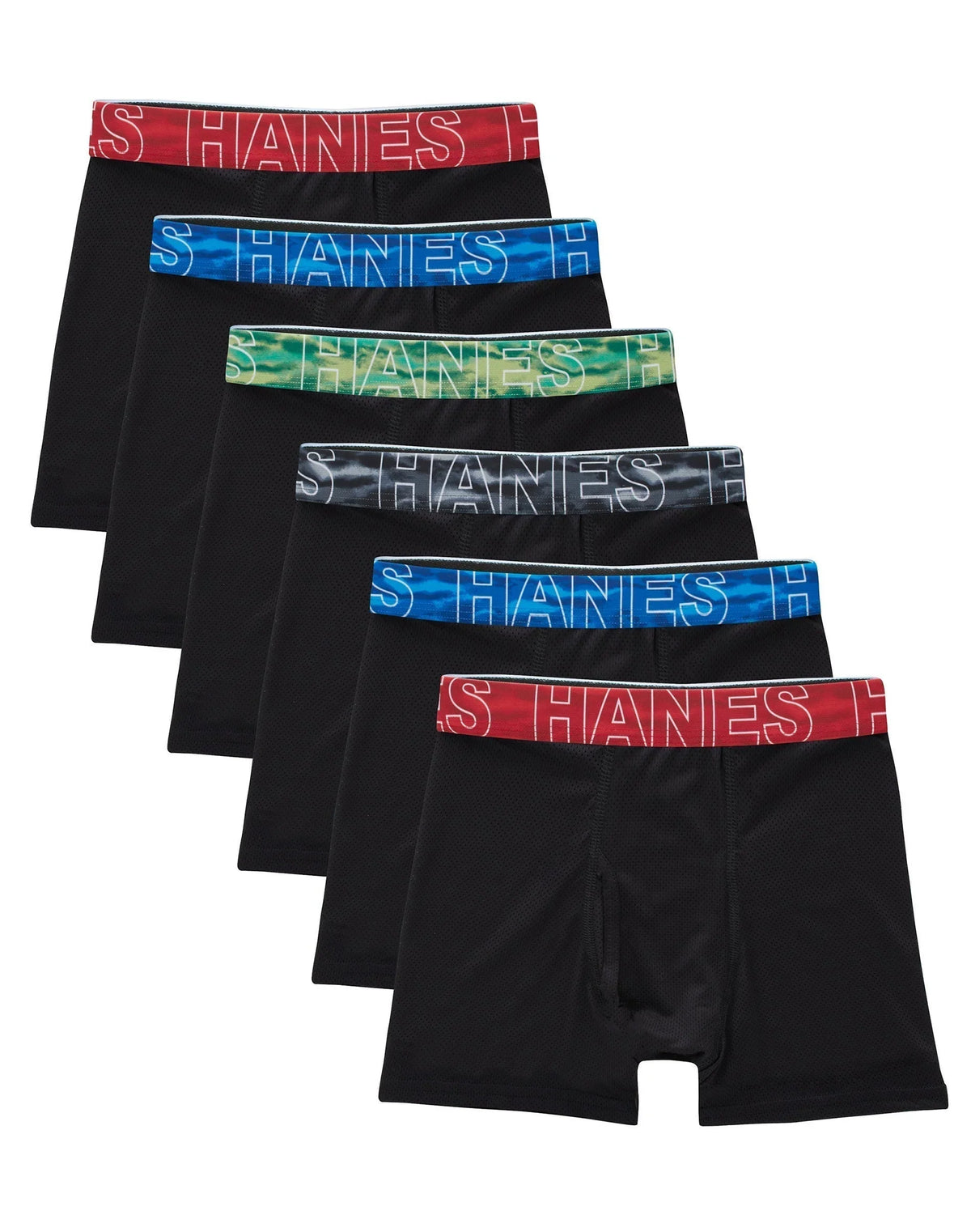 Hanes Boys' Performance Mesh Tween Boxer Briefs Pack, X-Temp, Black, 6-Pack Main image