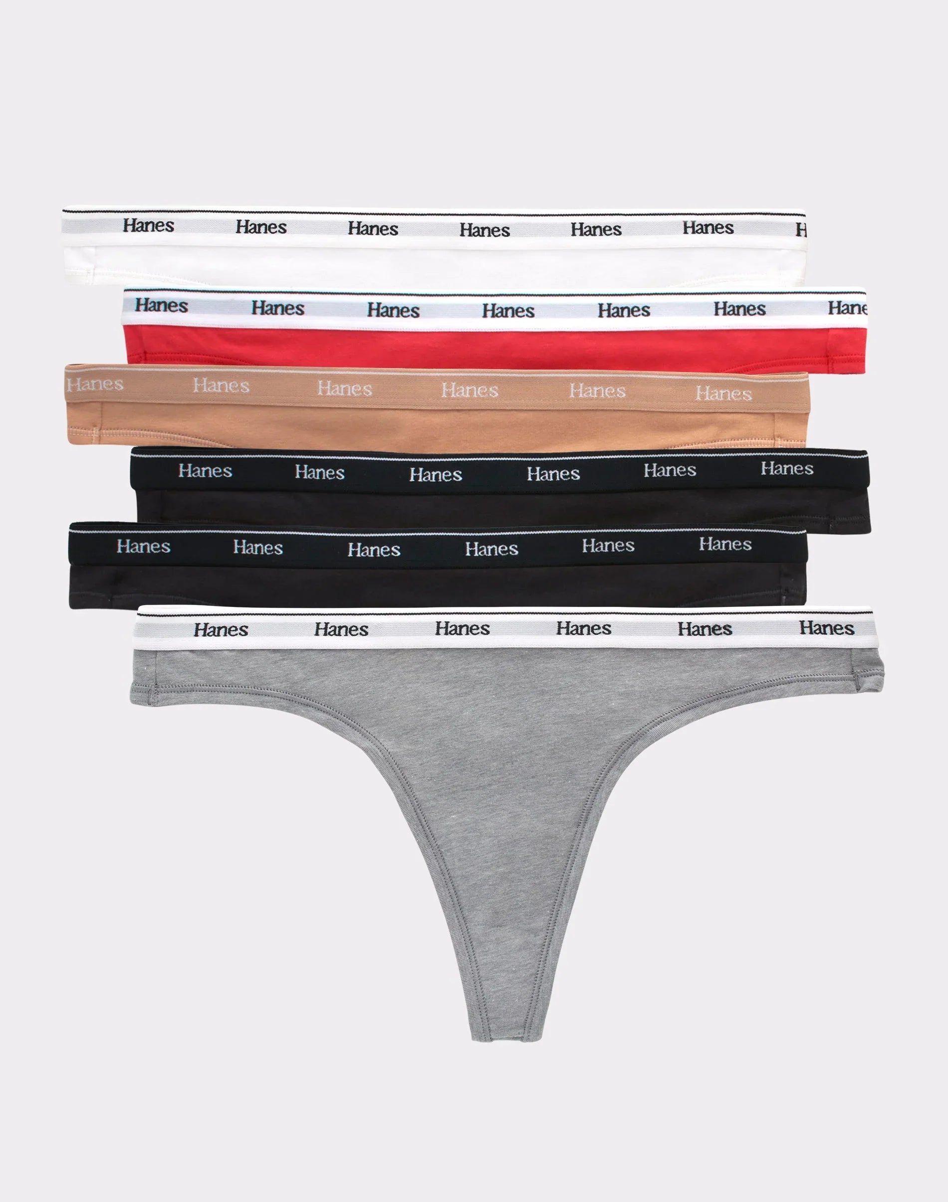 Hanes Originals Women's Thong Underwear, Breathable Stretch Cotton, 6-Pack Secondary image
