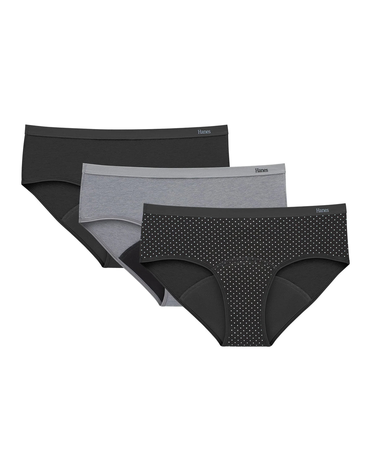 Hanes Comfort, Period. Hipster Period Underwear, Super Leaks, 3-Pack Main image