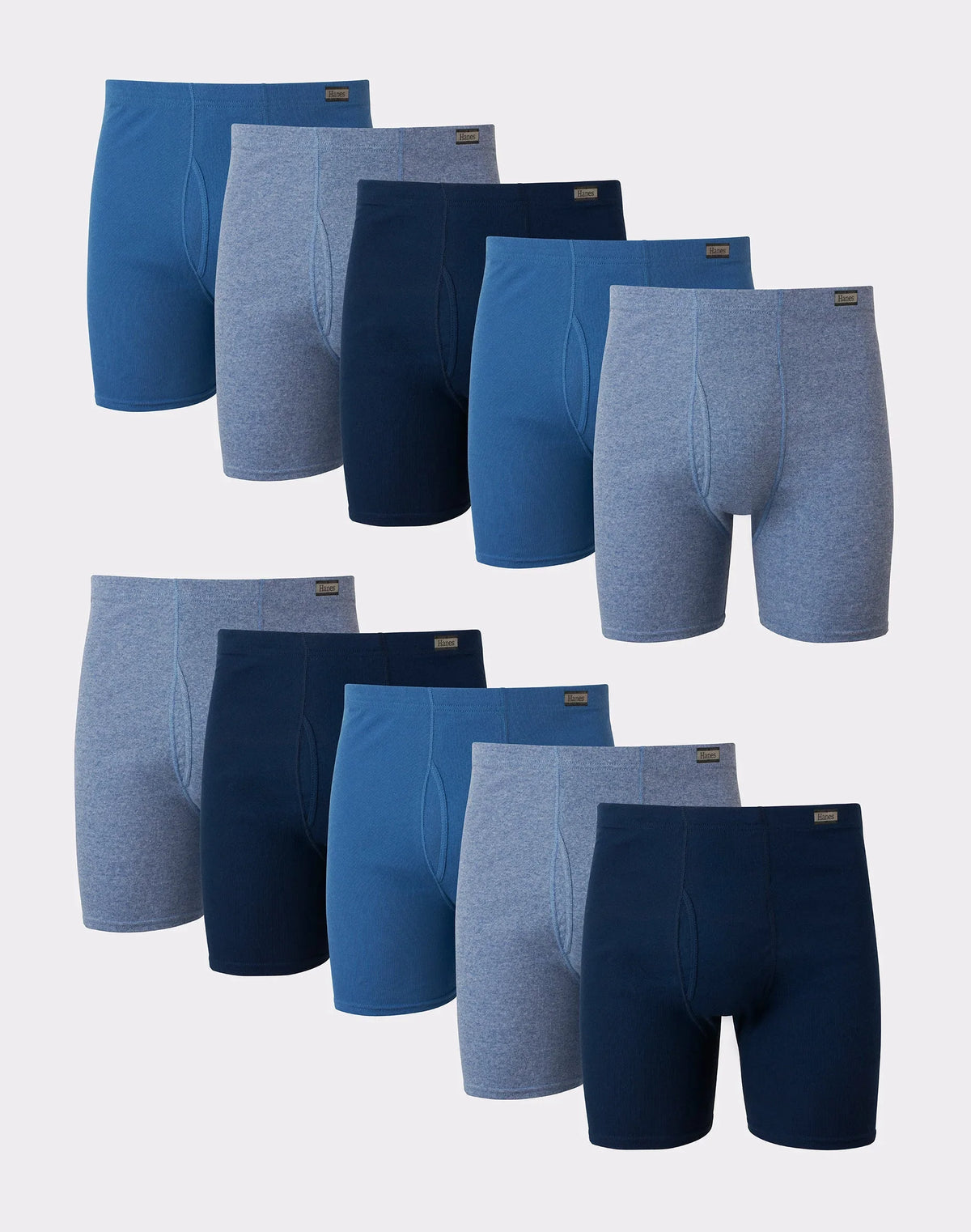 Hanes Men's Boxer Brief Super Value Pack, ComfortSoft Waistband, Assorted Blues, 10-Pack Main image