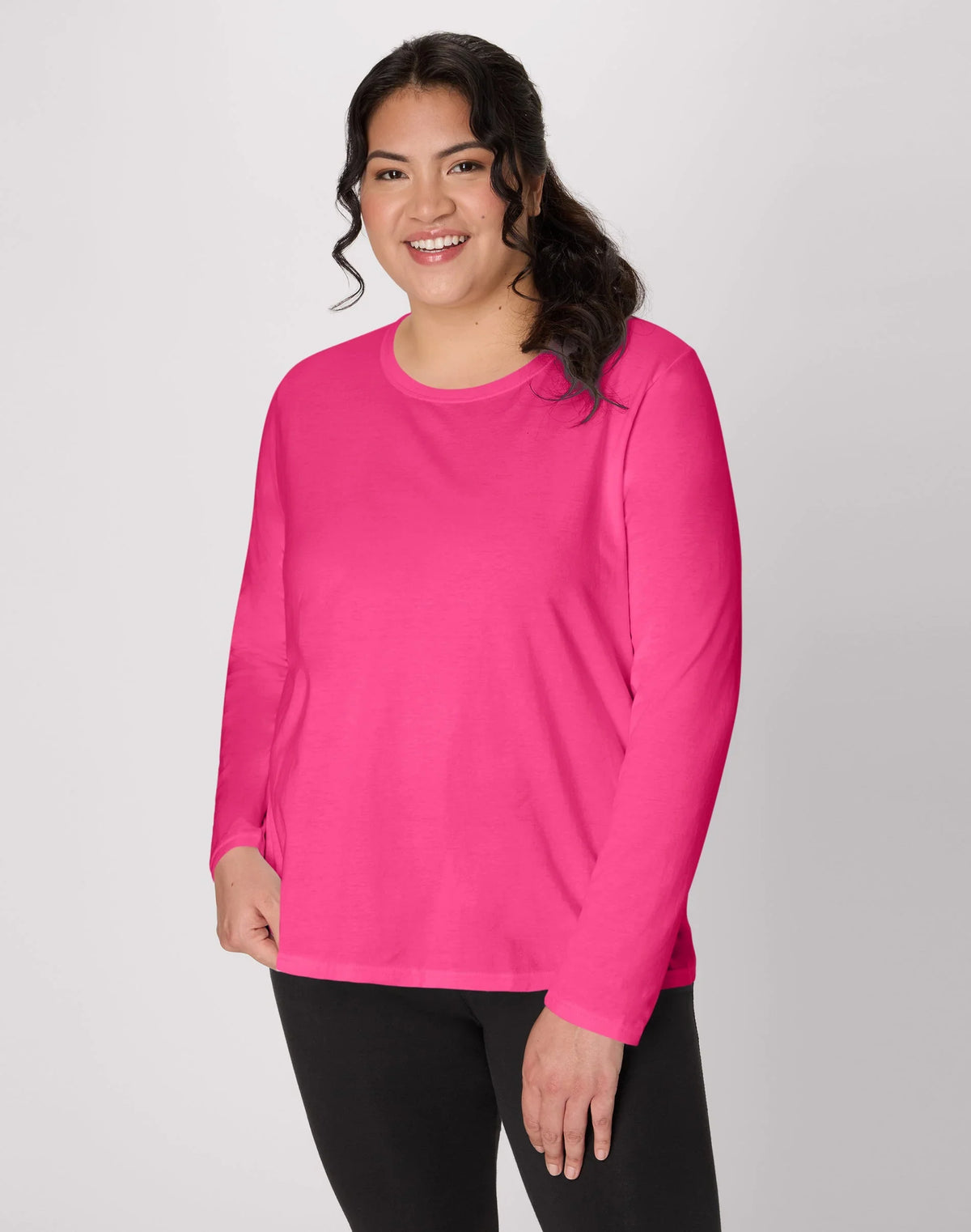 Hanes Women's Long Sleeve Scoop-Neck Cotton T-Shirt (Plus Size) Main image
