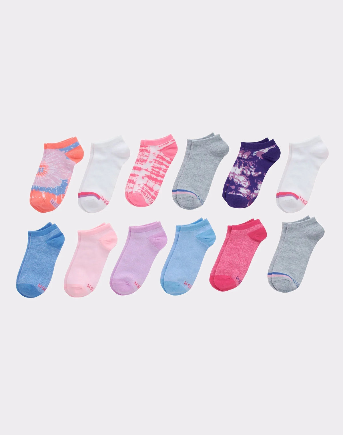 Hanes Girls' No Show Socks, Fashion Pack, 12-Pairs Main image