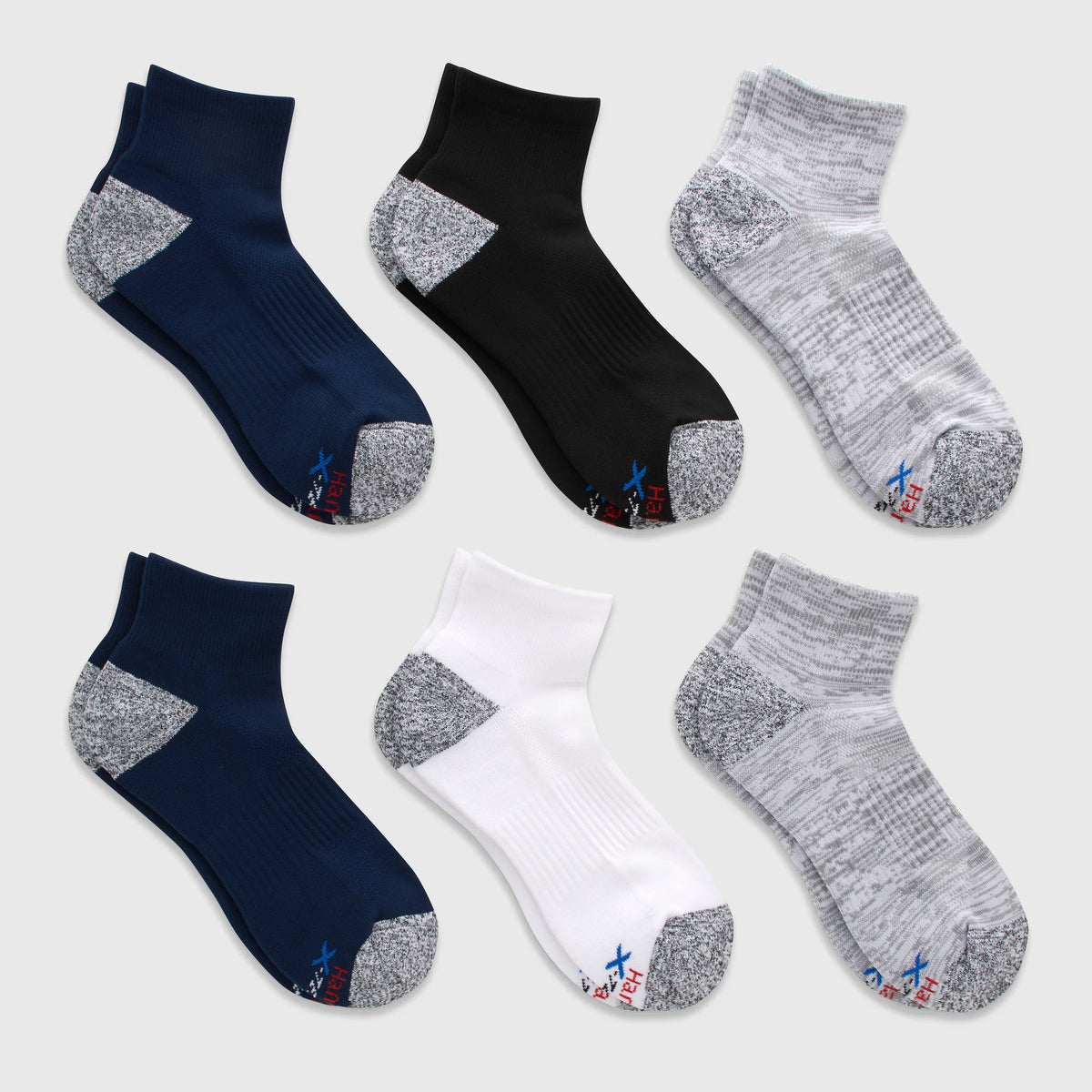 Hanes Moves Men's Ankle Socks Pack, 6-Pack, Moisture-Wicking Main image