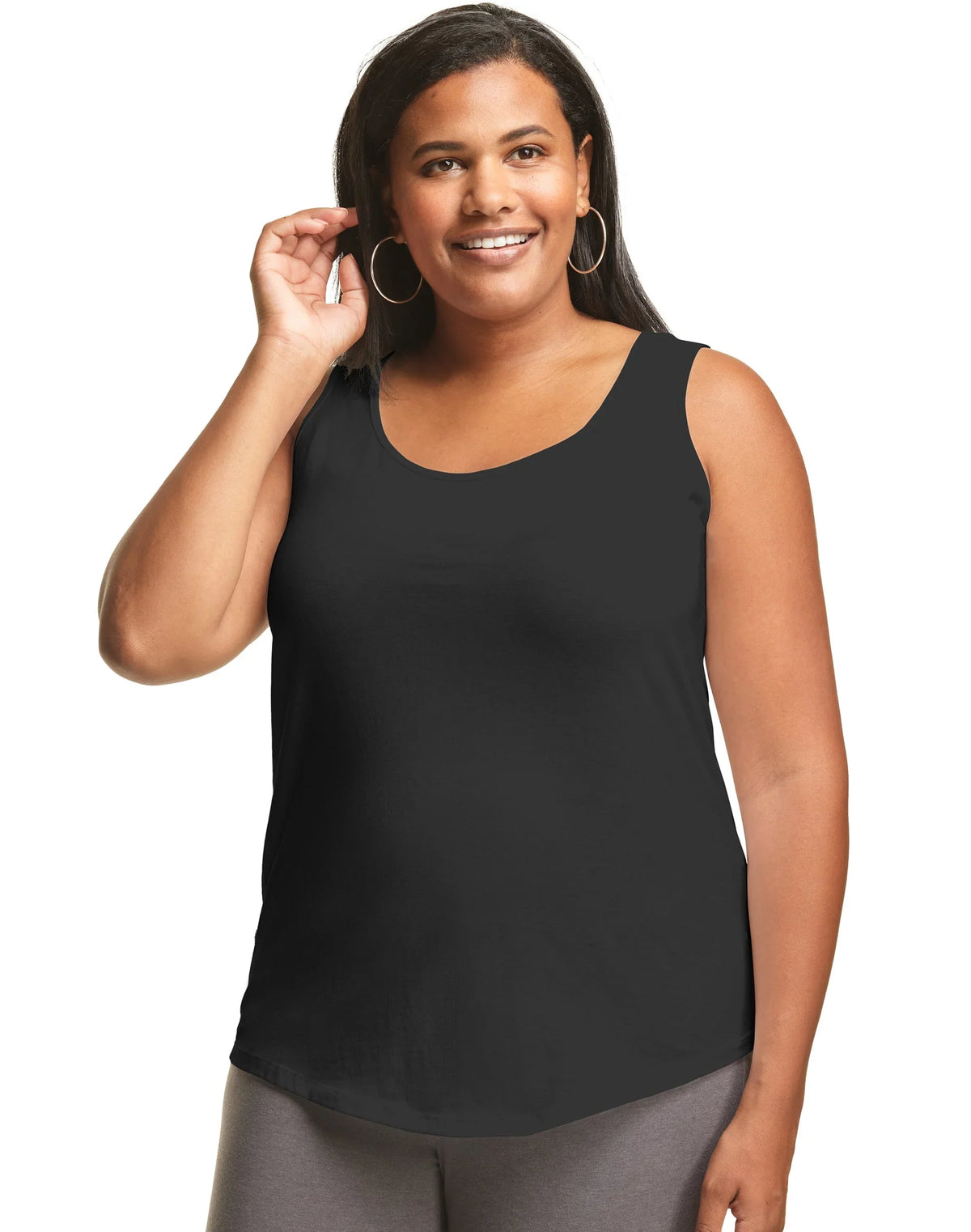 Hanes Just My Size Women’s Cotton Jersey Tank, Shirttail Hem (Plus Size) Main image