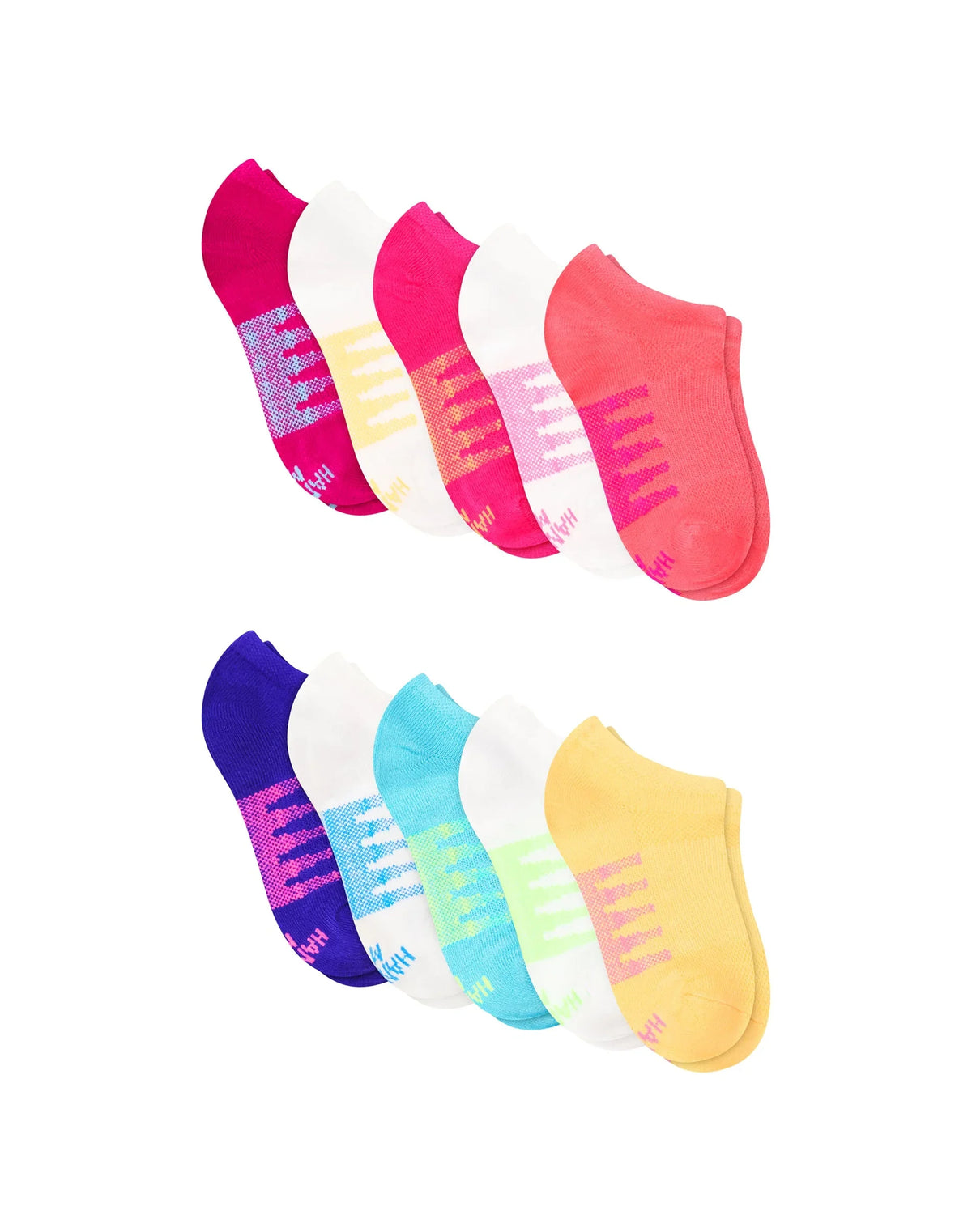 Hanes Moves Girl's No-Show Socks Pack, 10-Pack, X-TEMP™ Moisture-Wicking Main image