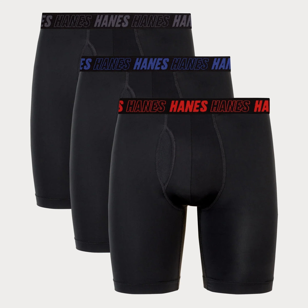 Hanes Moves™ Total Support Pouch® Men’s Long Leg Boxer Briefs, 3 Pairs, Moisture Wicking, X-Temp, 8" Main image