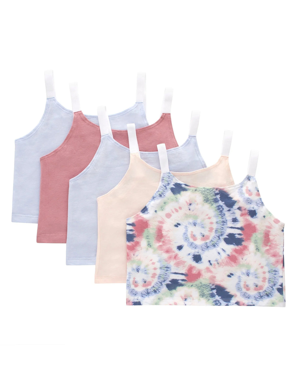 Hanes Originals Girls' Underwear Crop Cami Pack, Blush & Assorted, 5-Pack Main image