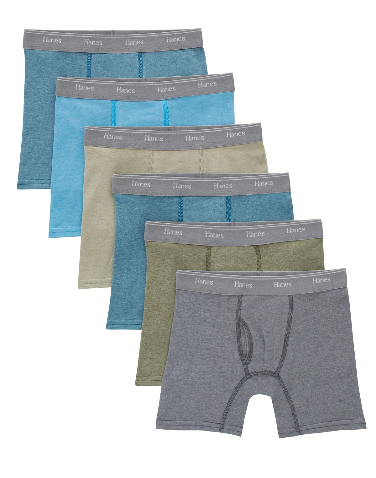 Hanes Originals Boys' Tween Boxer Briefs Pack, Assorted Solids, 6-Pack Main image