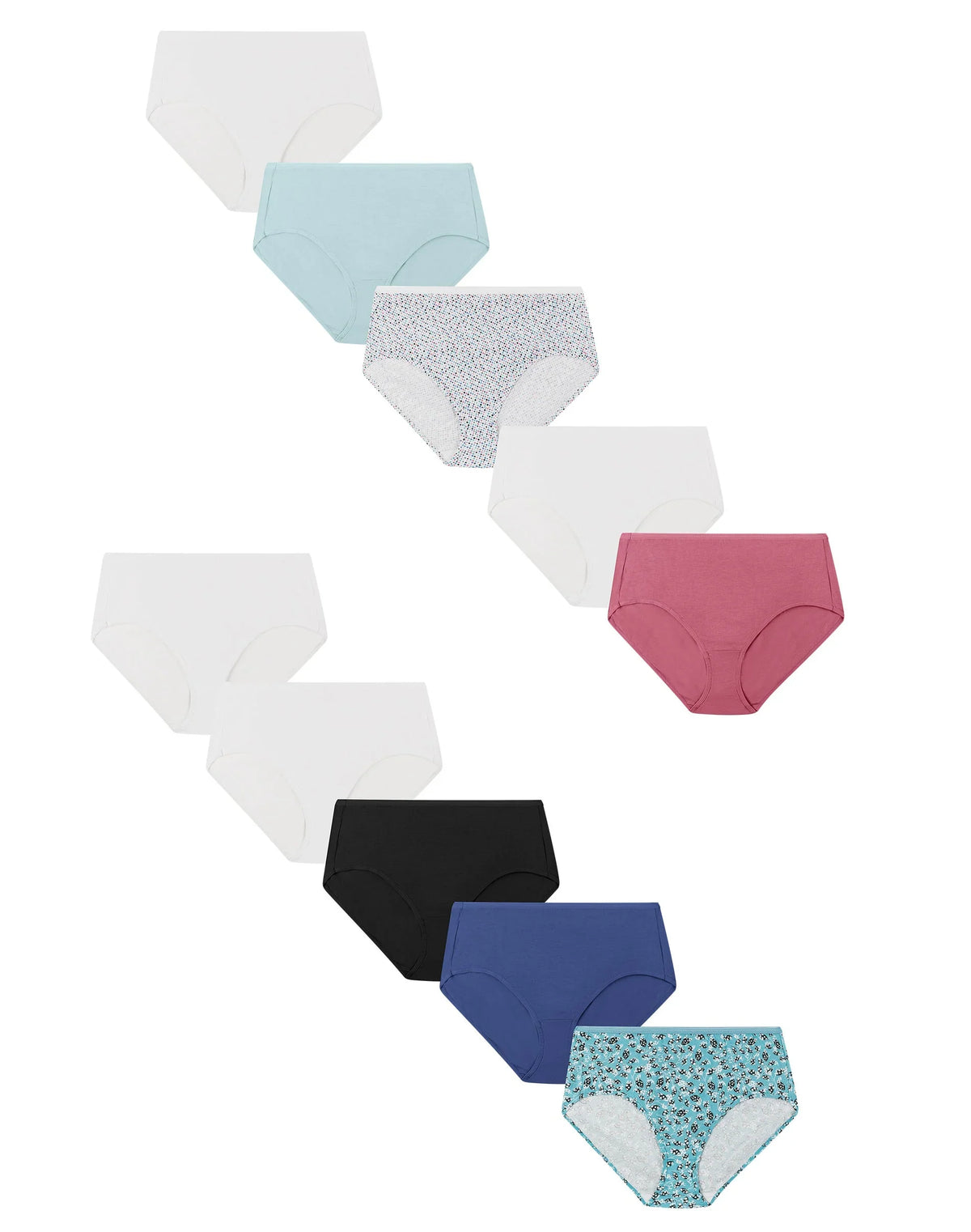 Hanes Just My Size Women's Cotton Brief Underwear, Assorted, 10-Pack (Plus Size) Main image