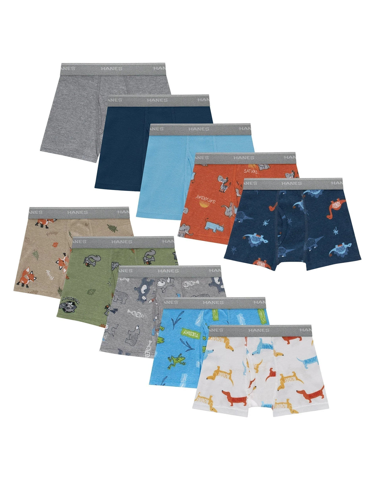 Hanes Toddler Boys' Underwear Boxer Brief, 10-Pack, Cotton, Days of the Week Main image