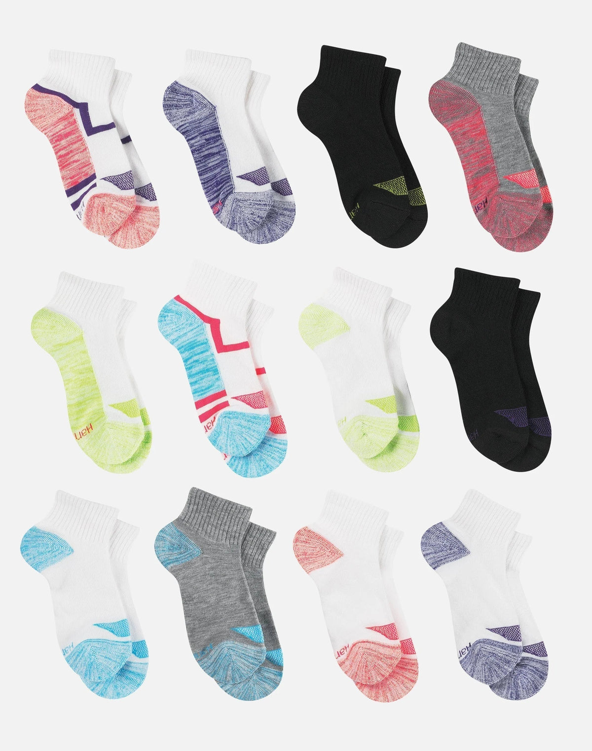 Hanes Cool Comfort Girls' Mesh Ankle Socks, 12-Pairs Main image