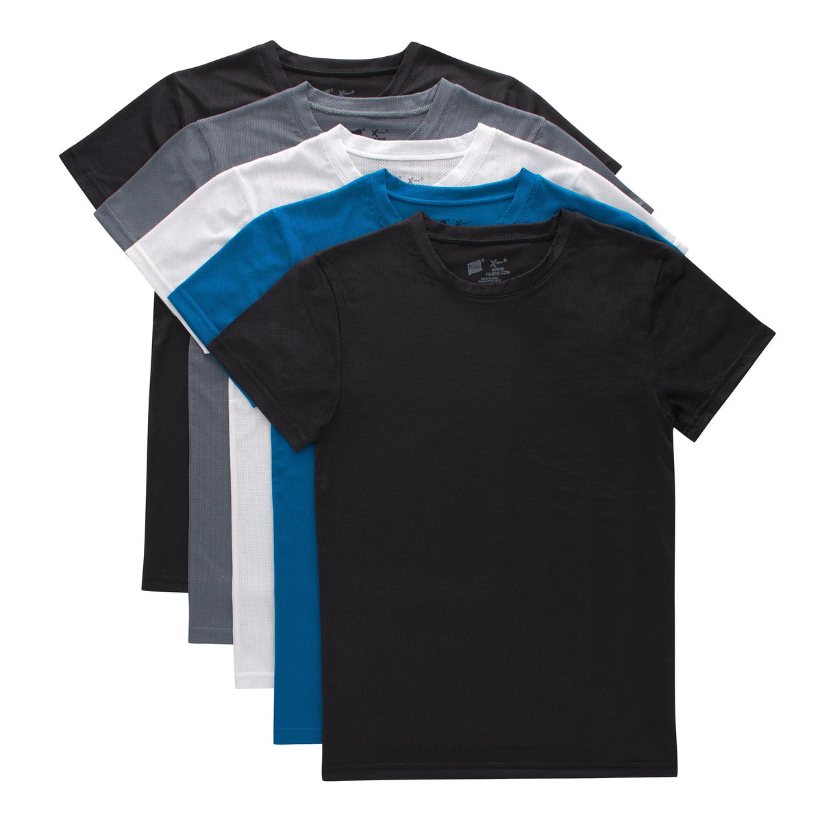 Hanes Boys' Performance Mesh Tween Crewneck Undershirts Pack, X-Temp, 5-Pack Main image
