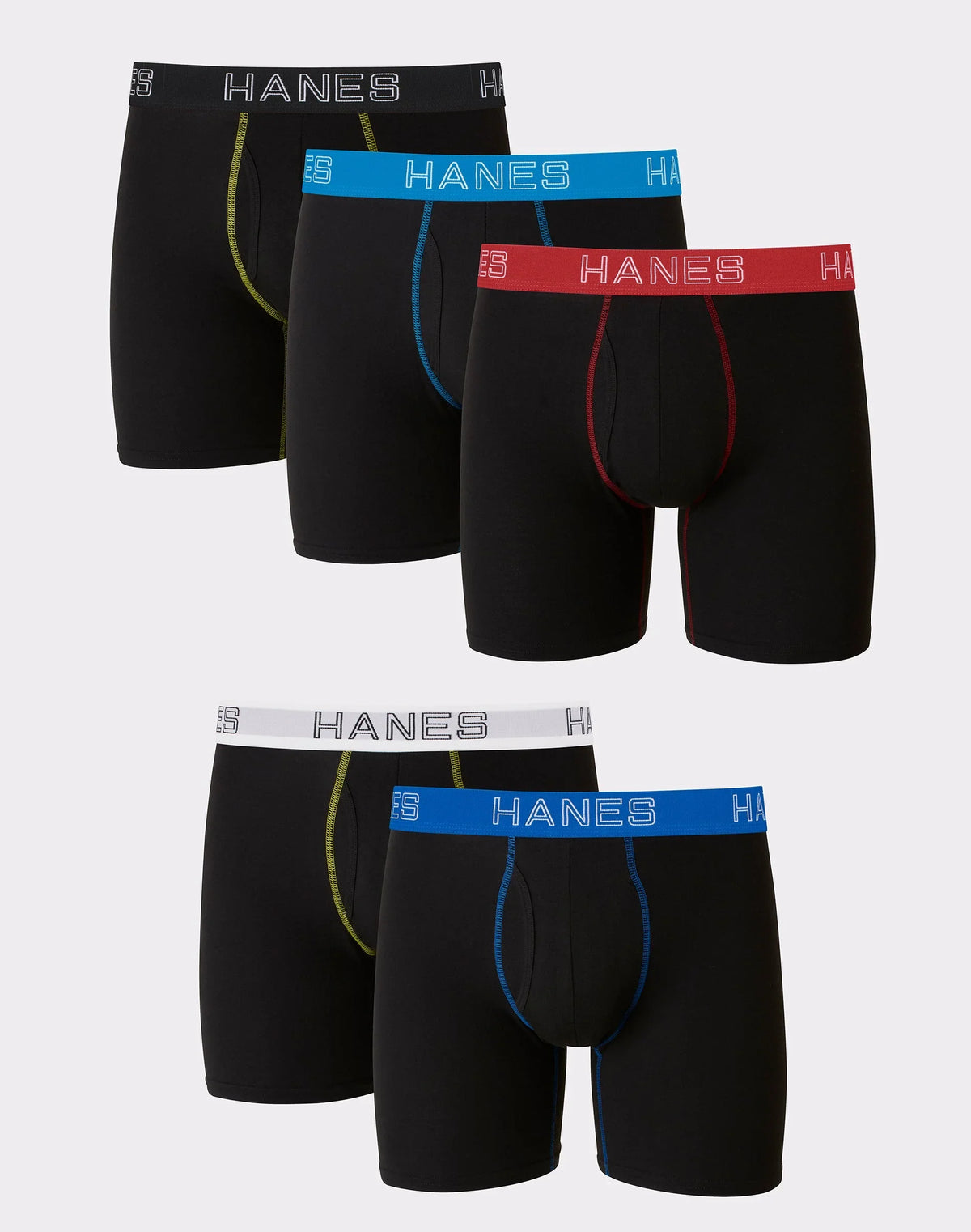 Hanes Ultimate Men's Stretch Boxer Brief Underwear, Moisture Wicking, Black, 5-Pack Main image