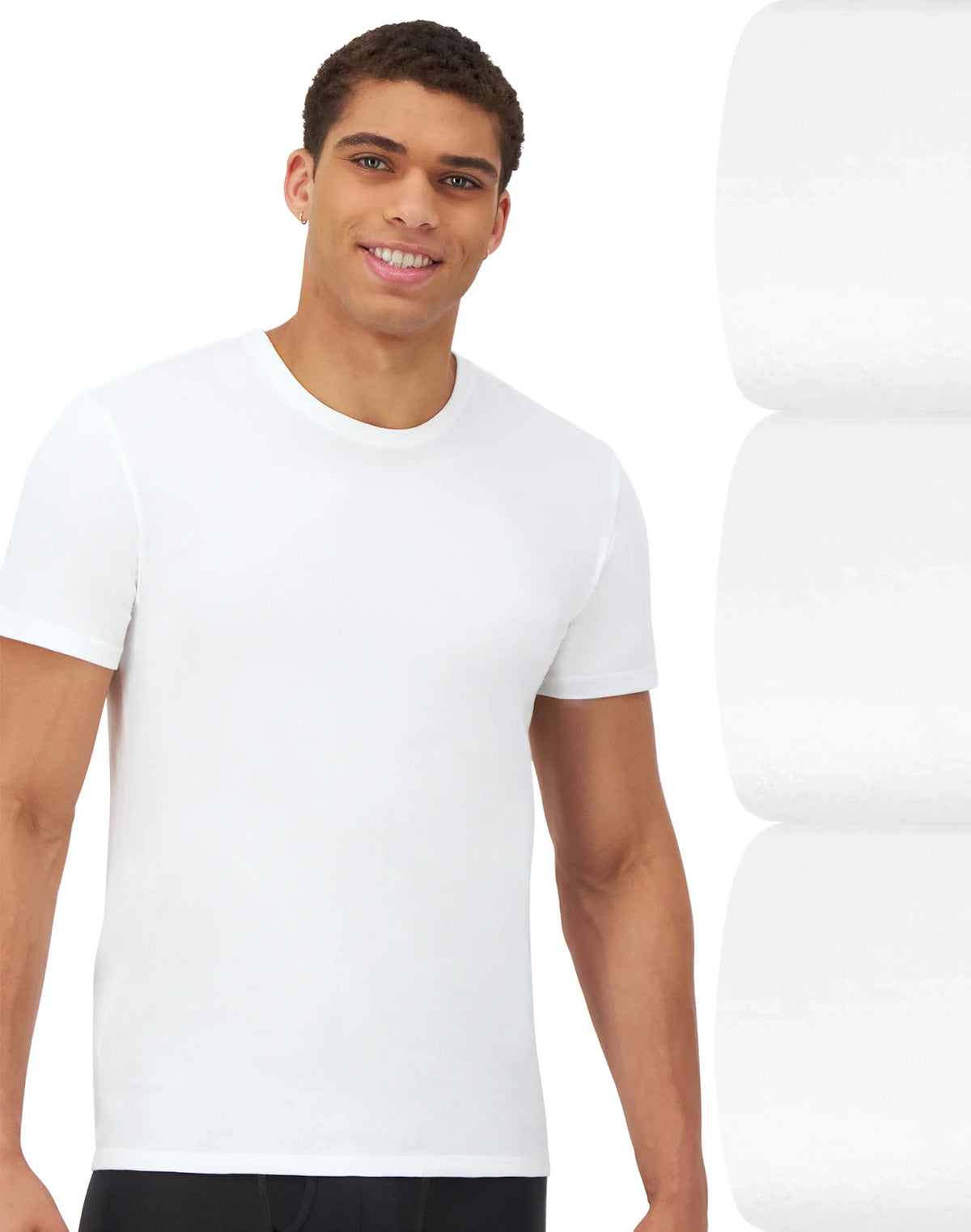 Hanes Ultimate® Men's Undershirts Crewneck Pack – 3-Pack – Comfort Fit Stretch Tees – Moisture Wicking Main image
