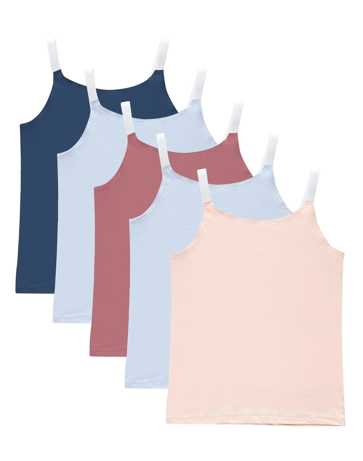 Hanes Originals Girls' Cami, 5-Pack, Cotton-Stretch Tank Top, Moisture-Wicking, Assorted Main image