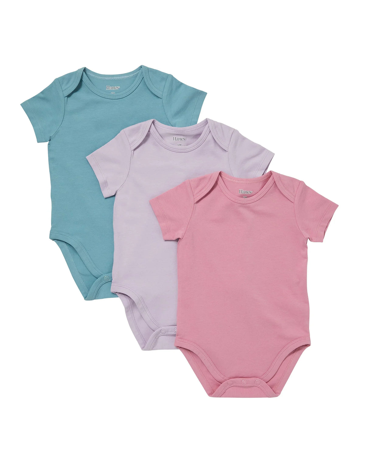 Hanes Pure Comfort Baby Short Sleeve Bodysuits, Organic Cotton, Boys & Girls, 3-Pack Main image