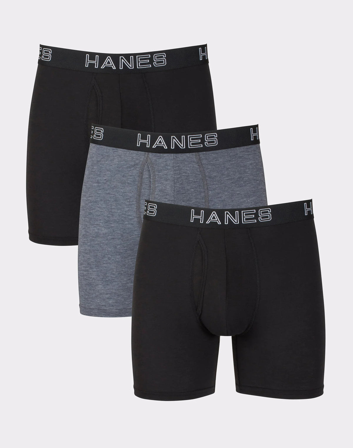 Hanes Ultimate Total Support Pouch Big Men’s Boxer Brief Underwear, Black/Grey, 3-Pack (Big & Tall Sizes) Main image