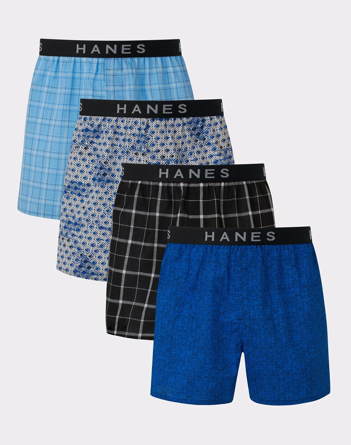Hanes Ultimate Big Men’s Woven Boxer Underwear, Assorted Prints, 4-Pack (Big & Tall Sizes) Main image