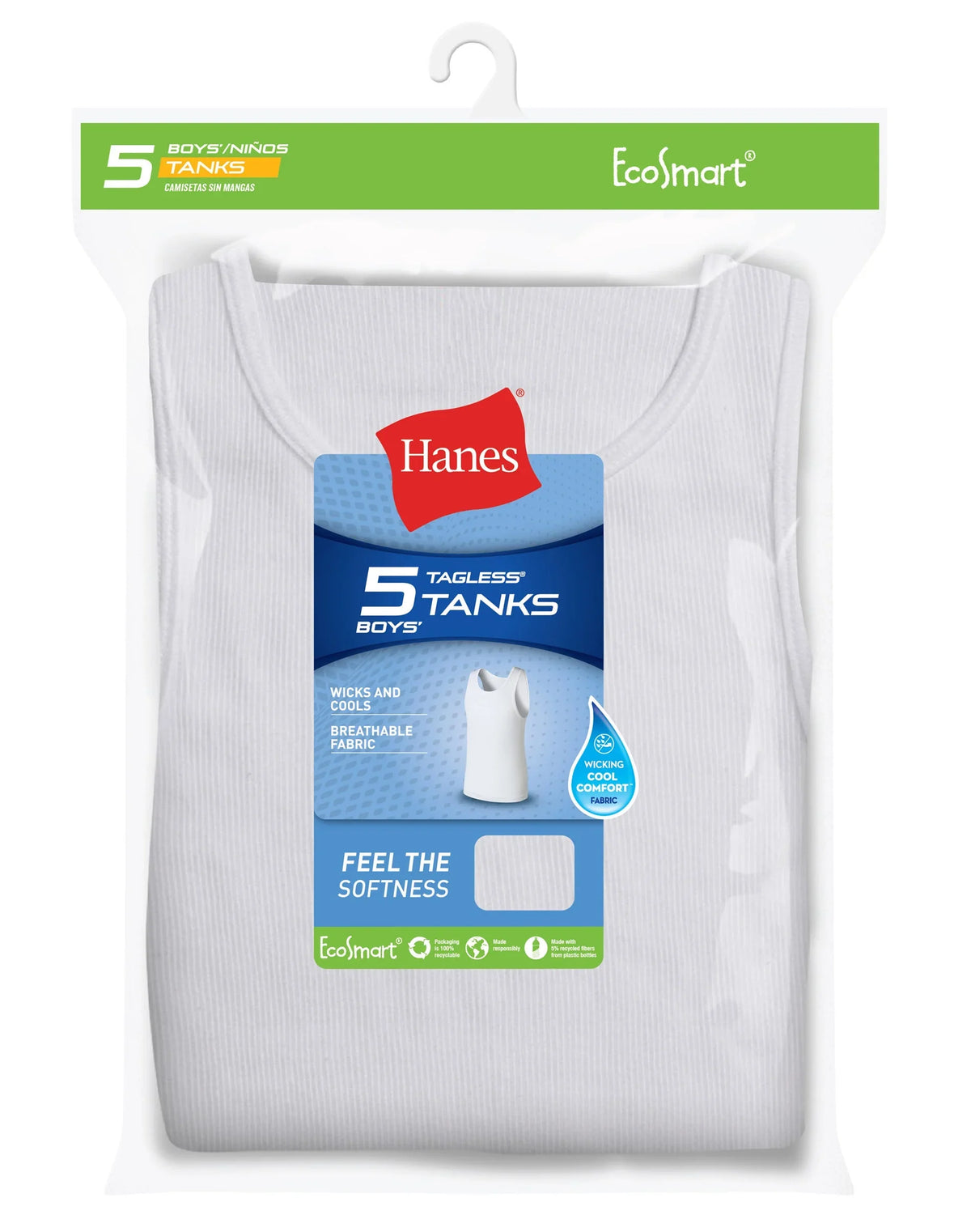 Hanes EcoSmart Boys' Tank, 5-Pack Main image