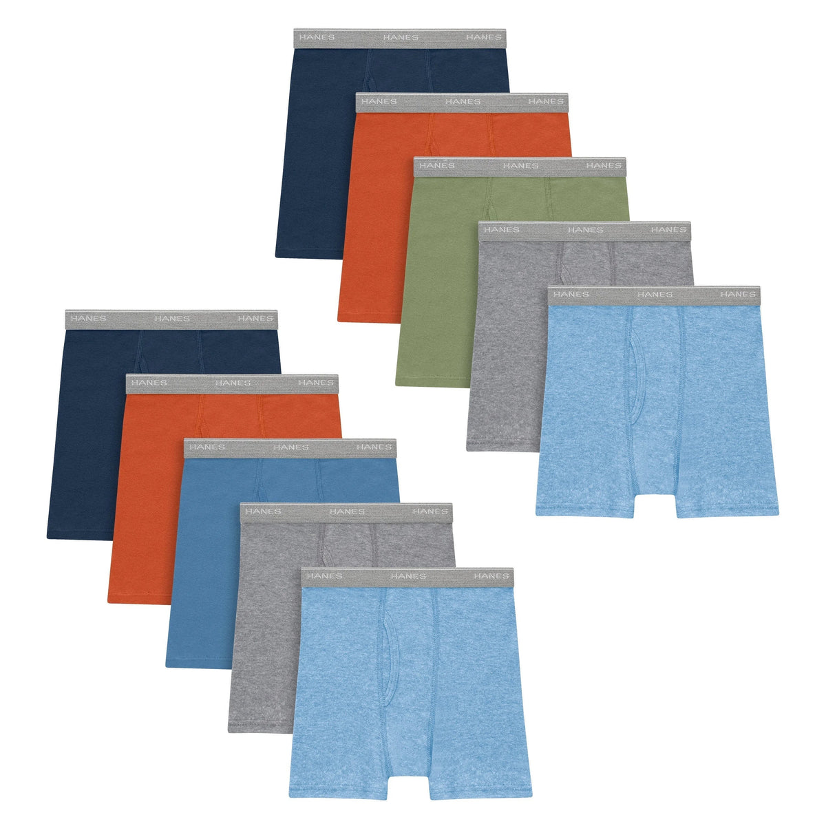 Hanes Toddler Boys' Boxer Underwear Brief, 10-Pack, Cotton, Solids & Heathers Main image