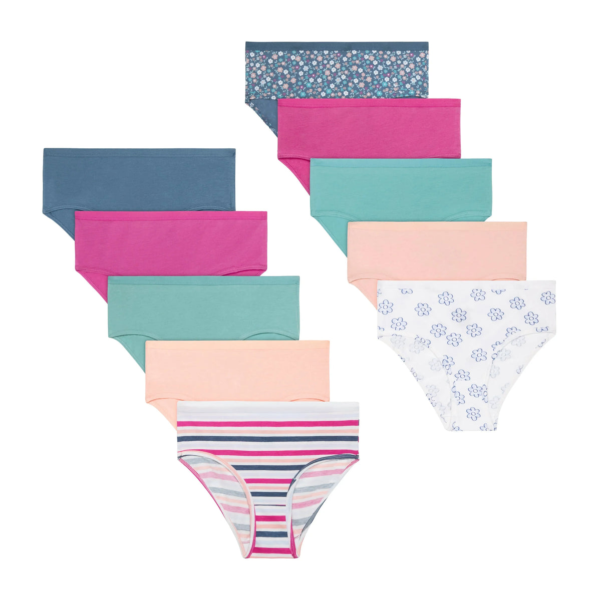Hanes Girls' Cotton Stretch Brief Underwear, 10-Pack Main image