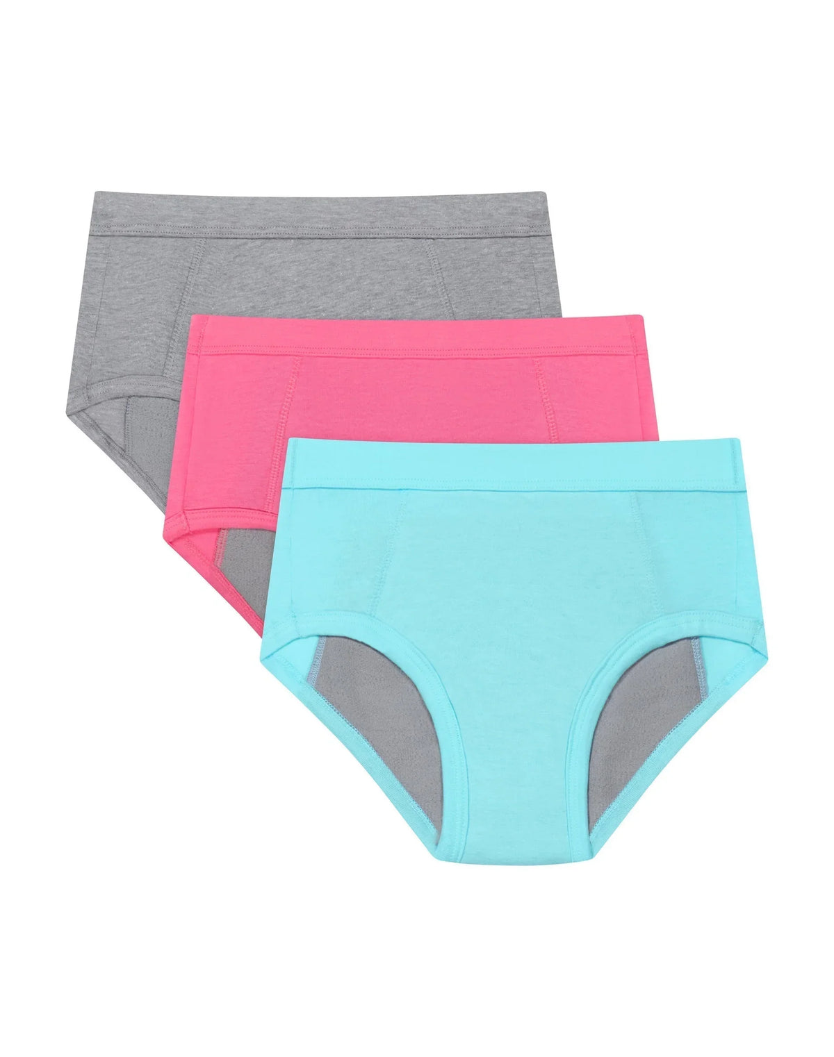 Hanes Confident Nights™ Girls' Overnight Underwear Pack, 3-Pack, Light & Moderate Leaks, Pink/Aqua/Multi Main image