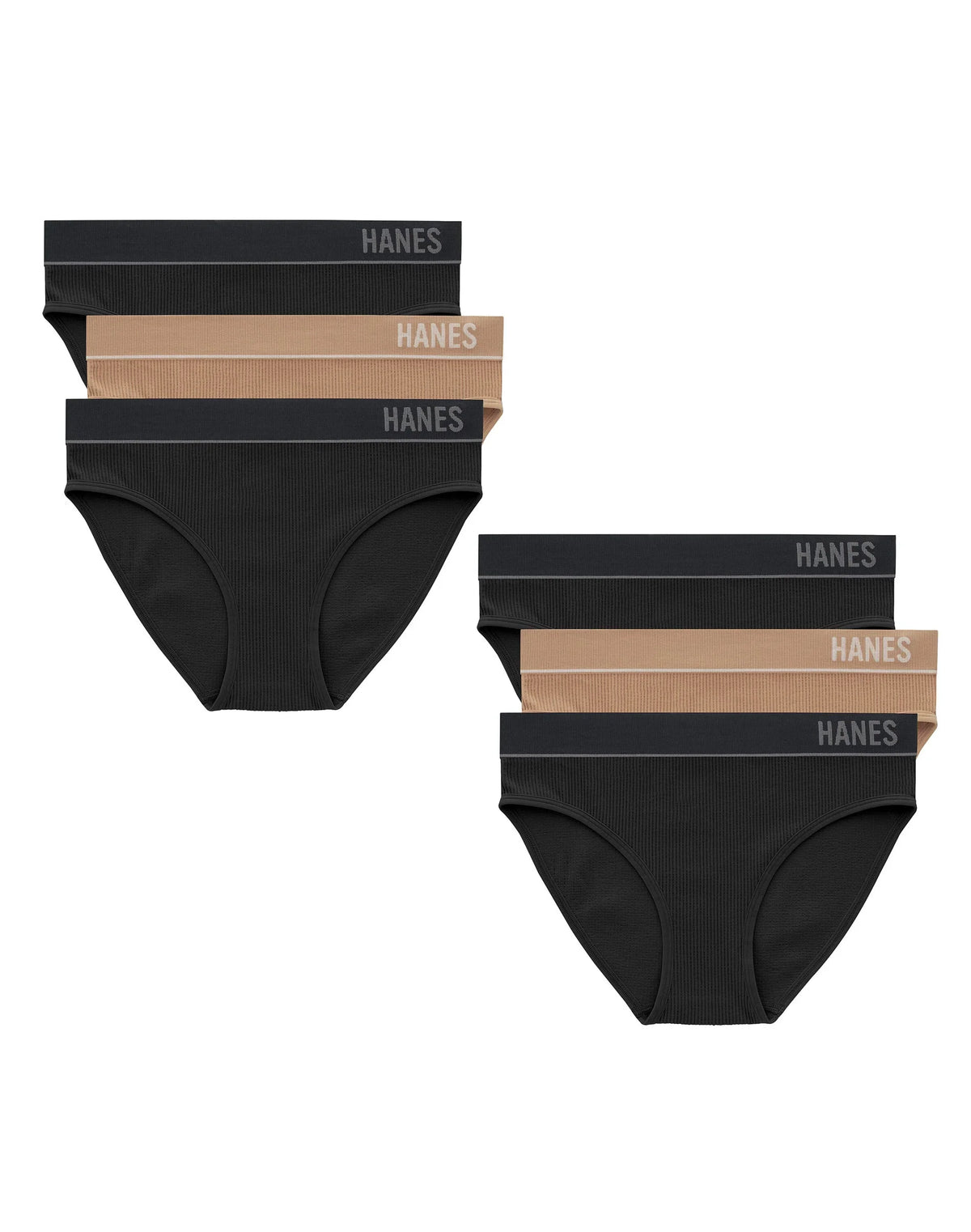 Hanes Originals Women's Seamless Rib Bikini Underwear, Neutrals, 6-Pack Main image
