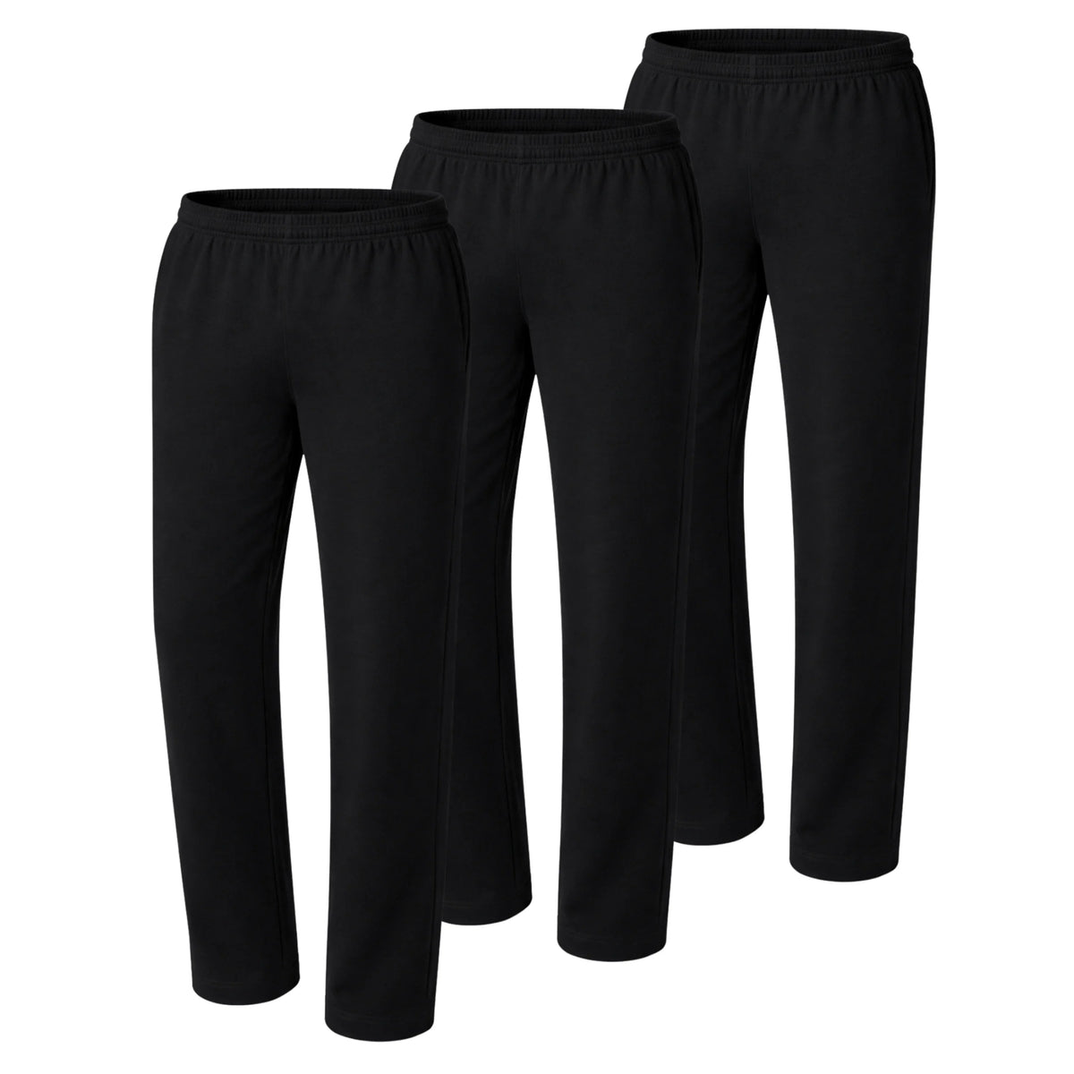 Hanes Essentials Men's Midweight Cotton Jersey Sweatpants Pack - 3-Pack - Open Bottom - Pockets - 32" Main image