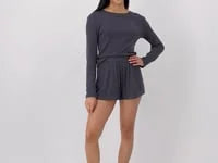 Hanes Originals Women’s SuperSoft Comfywear Rib Sleep Shorts Secondary image