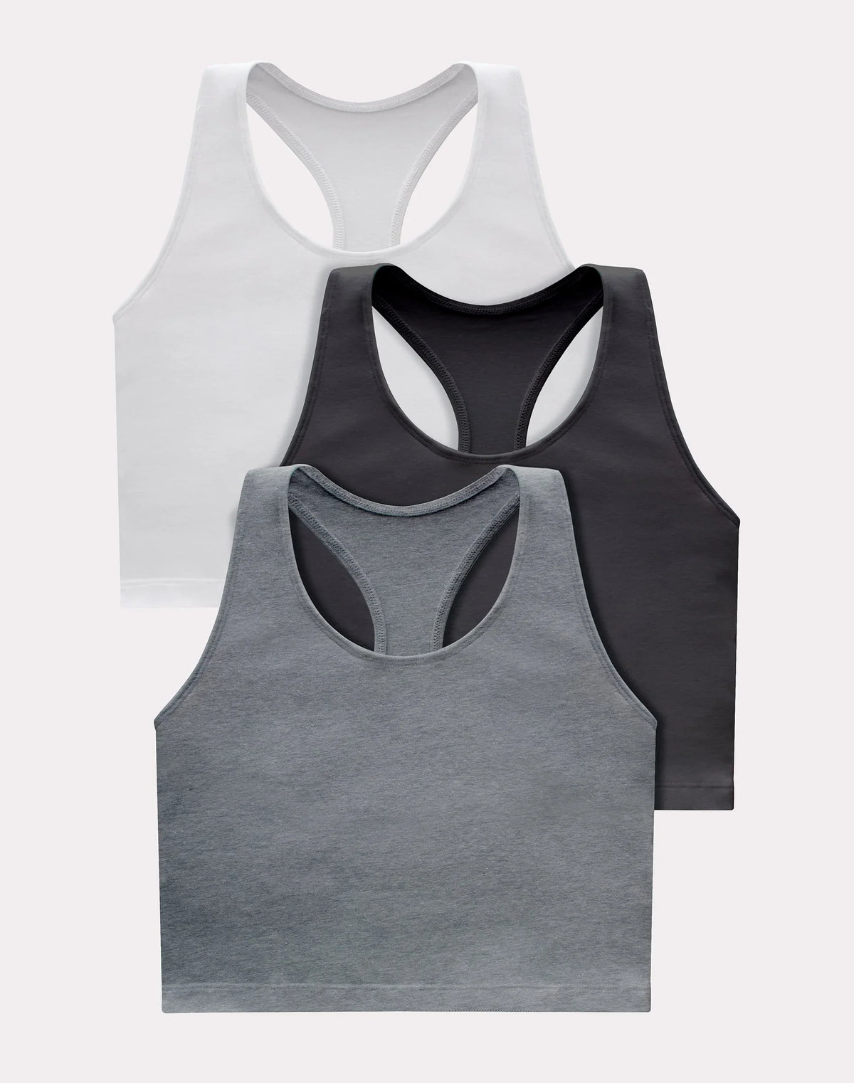 Hanes Originals Women's Racerback Crop Tank Top with Built-In Bra, 3-Pack Main image