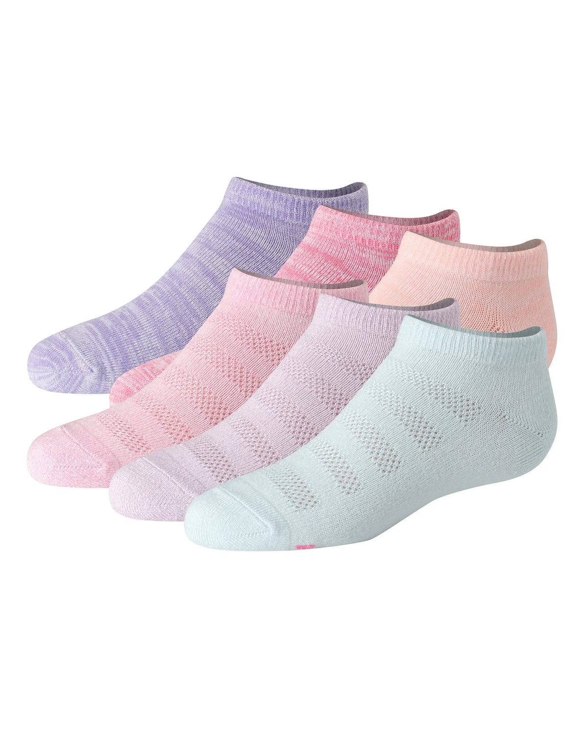Hanes Ultimate Pure Comfort Girls' No Show Socks, Assorted, 6-Pairs Main image
