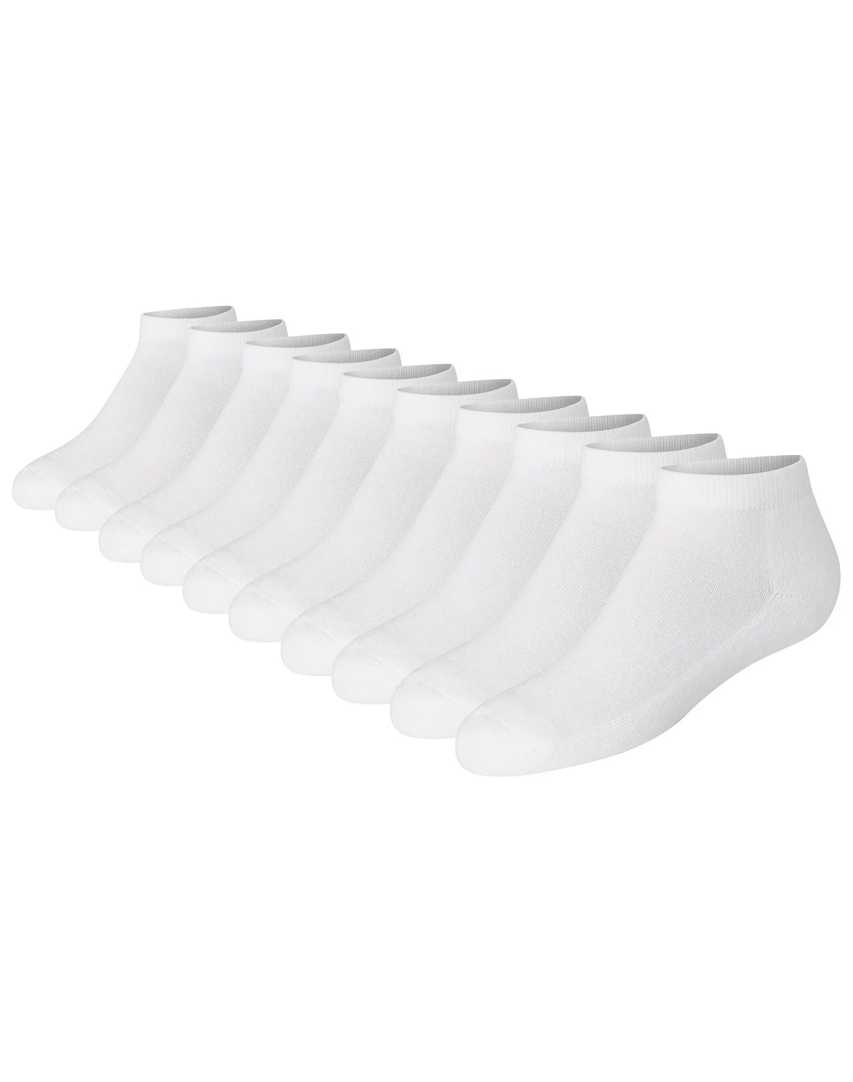 Hanes Girls' No Show Socks, White, 10-Pack