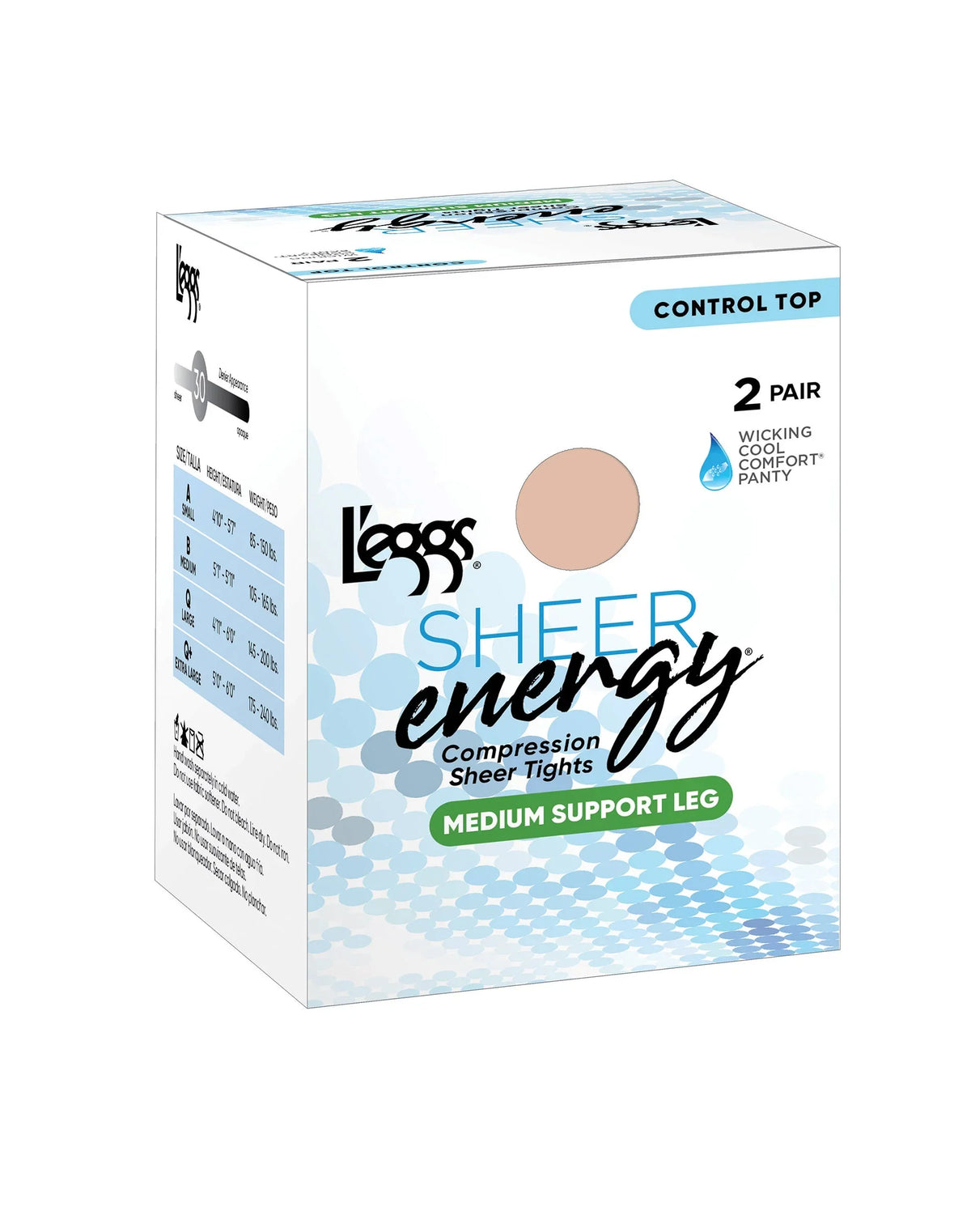 L'eggs Sheer Energy Medium Support Compression Tights, Sheer Toe, 2-Pairs Main image