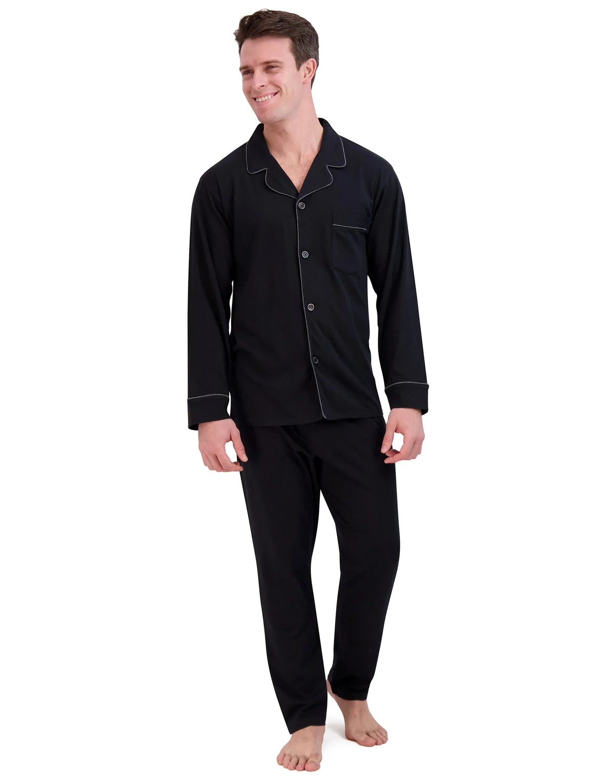 Hanes Men’s Pajama Set, Notch Collar, Cotton Blend Main image
