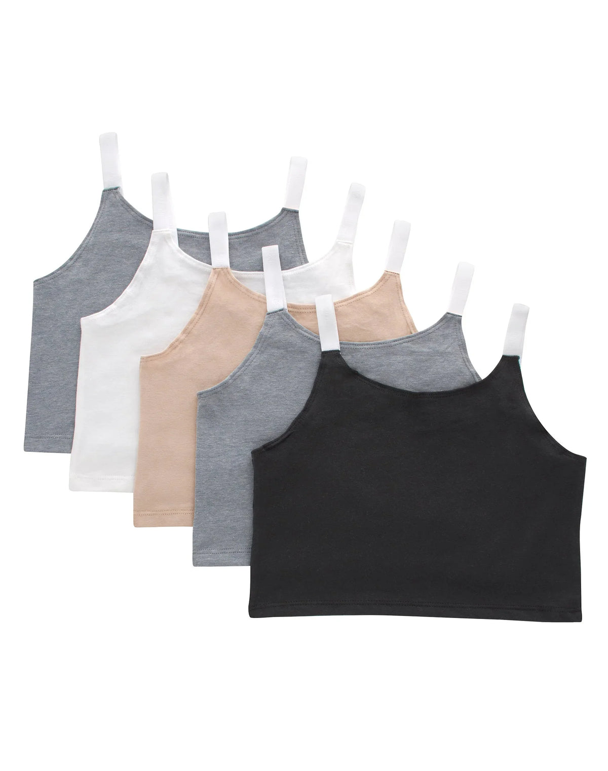 Hanes Originals Girls' Underwear Crop Cami Pack, Black & Assorted, 5-Pack Main image
