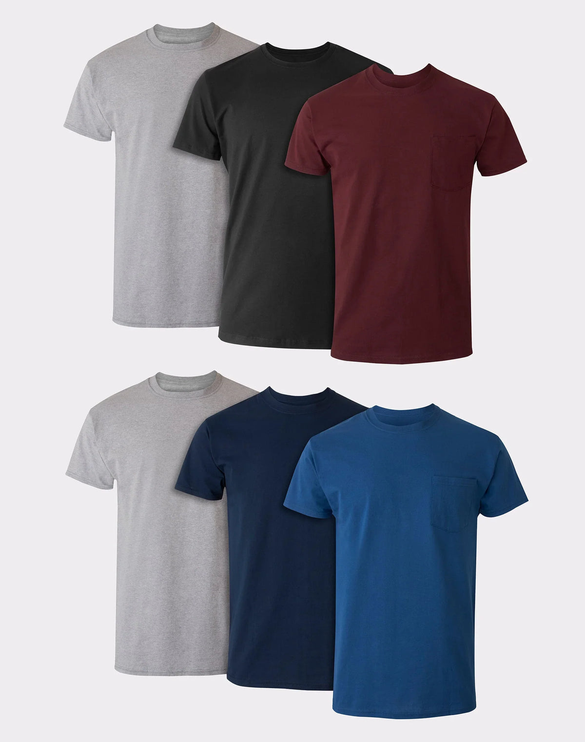 Hanes Men's Cotton Pocket T-Shirt, Moisture-Wicking with Odor Control, Assorted Solids, 6-Pack Main image