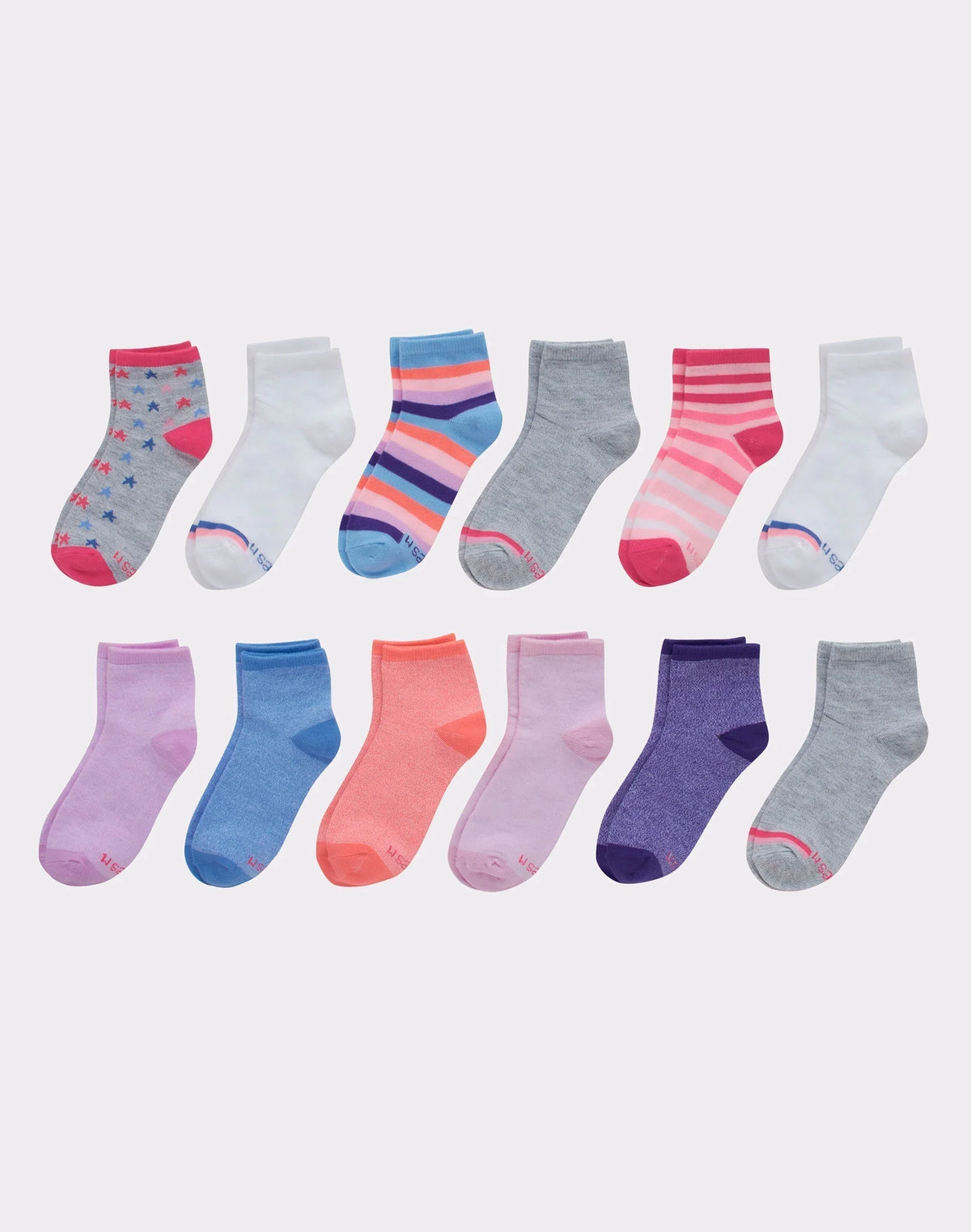 Hanes Girls' Ankle Socks, Fashion Pack, 12-Pairs Main image