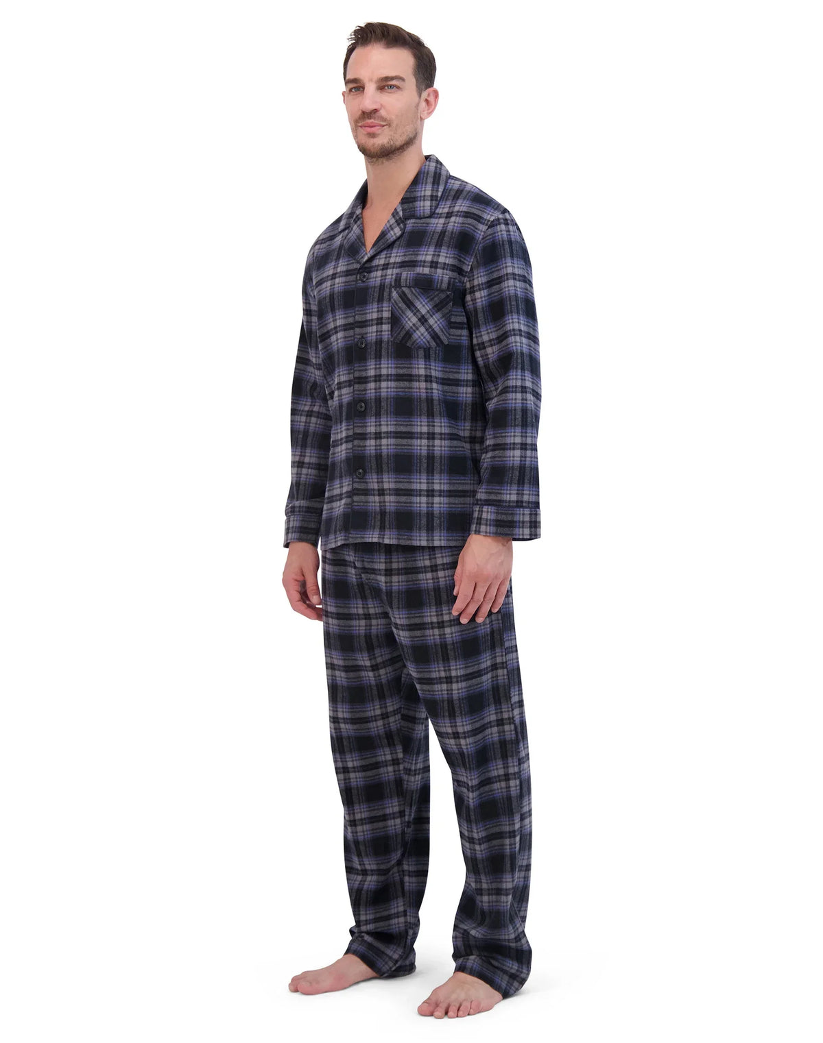 Hanes Men’s Flannel Pajama Set, Notch Collar Main image