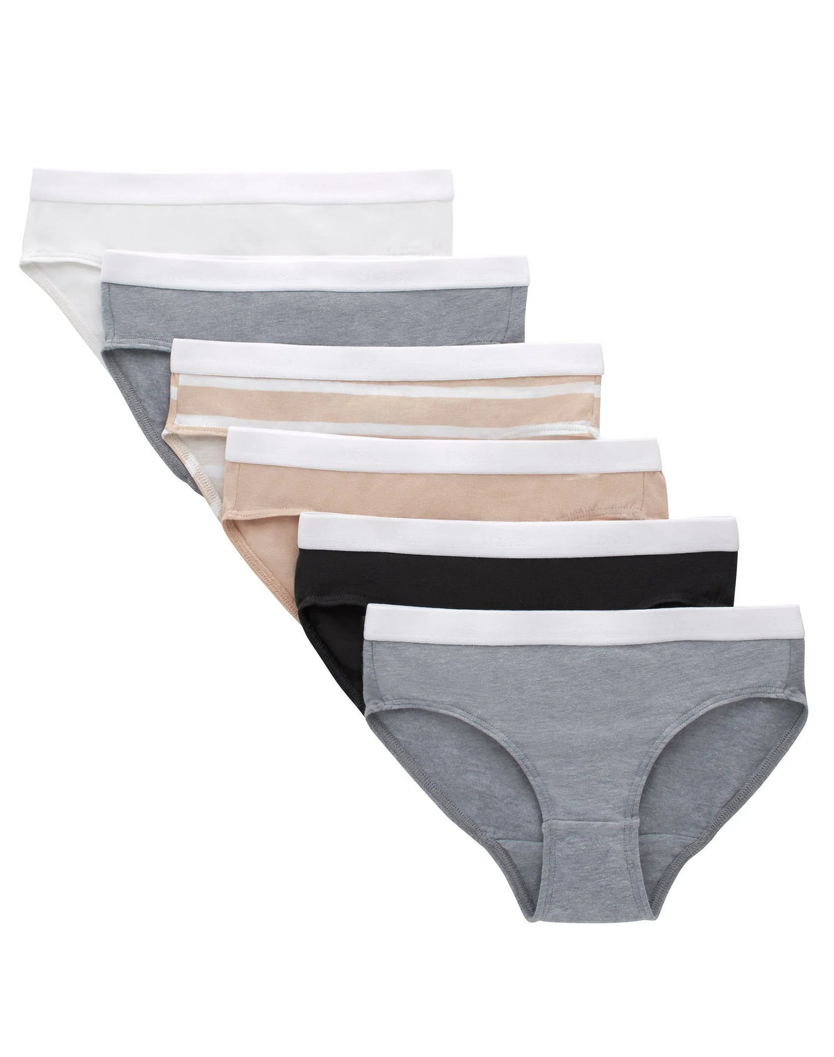 Hanes Originals Girls' Underwear Hipsters, Black & Assorted, 6-Pack Main image