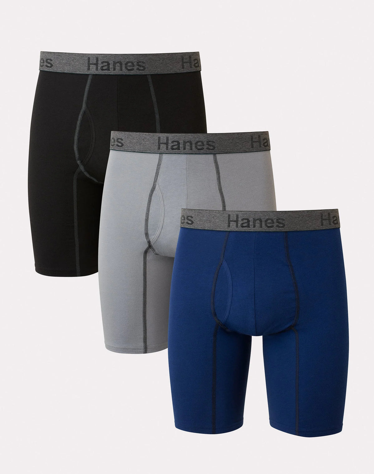 Hanes Comfort Flex Fit Men's Long Leg Boxer Brief Underwear, Moisture-Wicking, 3-Pack Main image