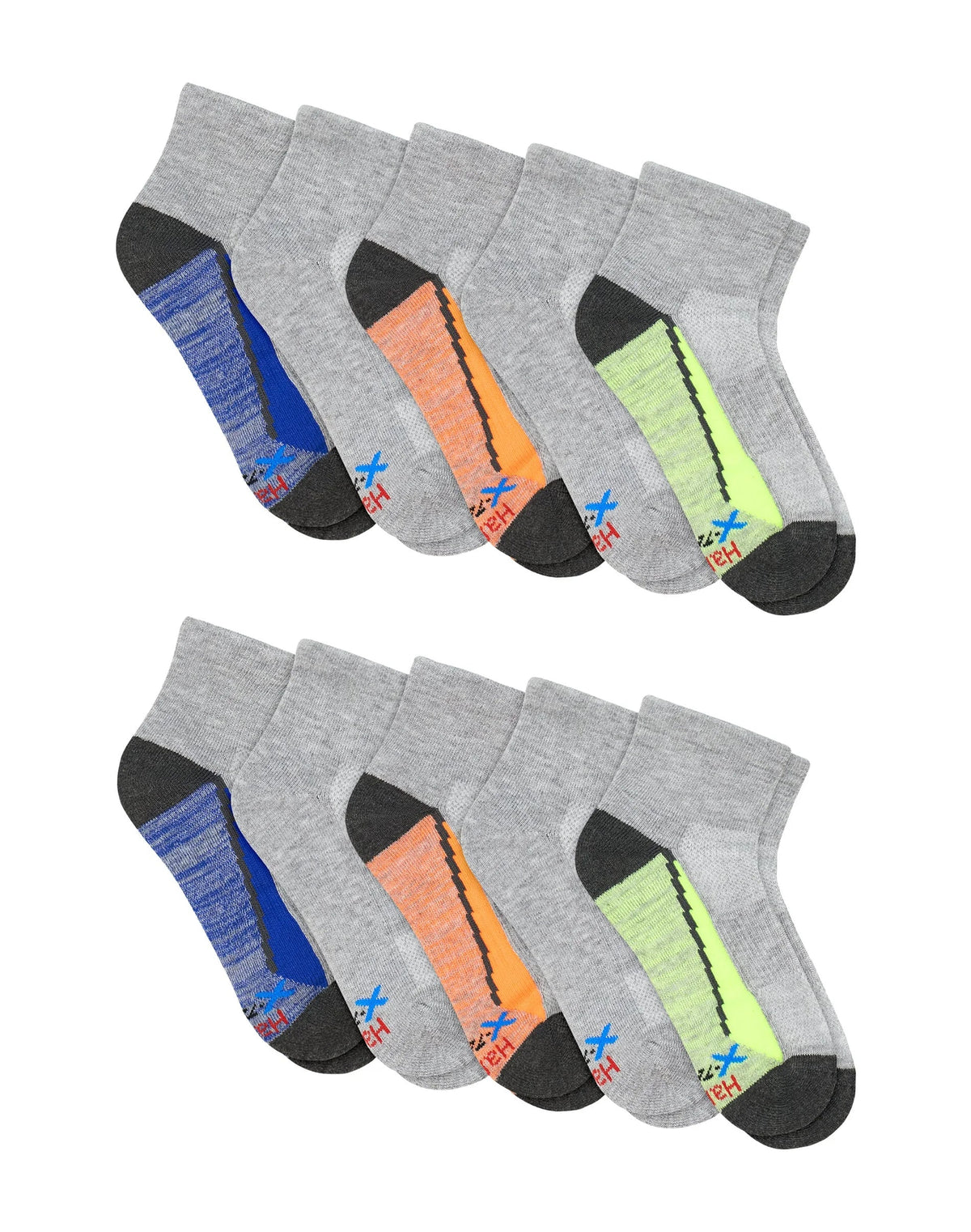 Hanes Moves Boys' Ankle Socks Pack, 10-Pack, Performance X-Temp Moisture-Wicking Kids Athletic Socks Main image